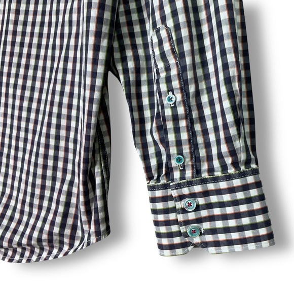 Robert Graham X Plaid Check Shirt Sz L Blue Mens Business Casual - Picture 6 of 11